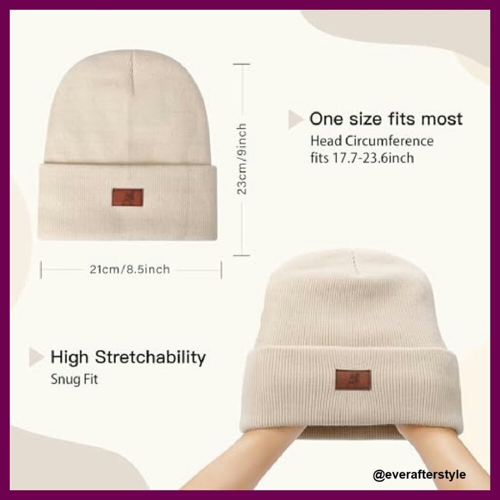 Satin Lined Beanie Winter Hat Personalized Monogram Letter Women's Accessory - Picture 6 of 8